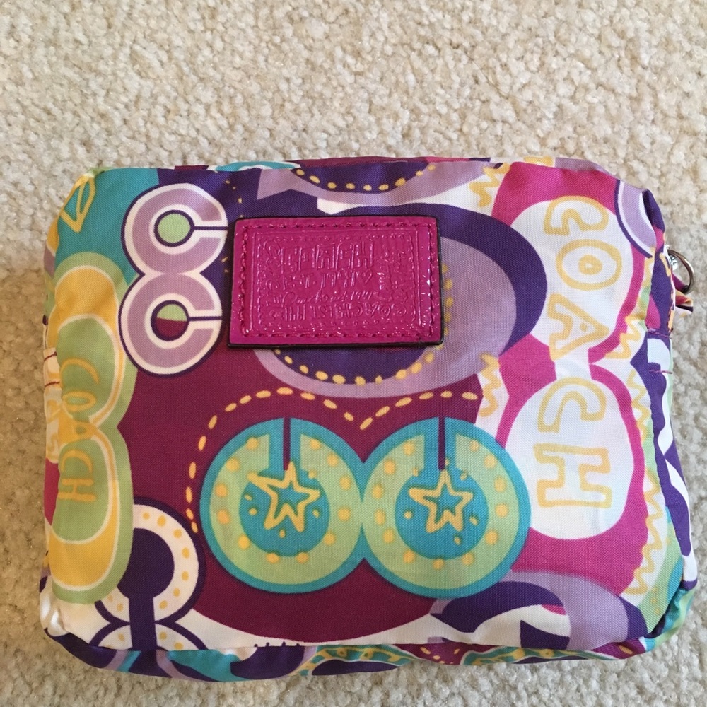 Coach foldable shopping tote, zips into pouch